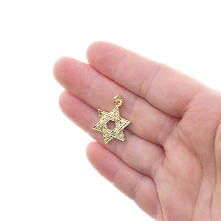 Jewel Pledge - Wholesale Individual Charm/Pendant - Gold Or Silver CZ Star of David Charm CPG-CPS28131