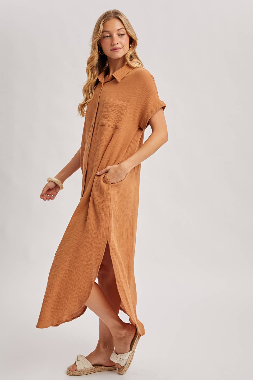 Bluivy - Wholesale Dress - Women's - BUTTON UP MAXI SHIRT DRESS WITH POCKET52