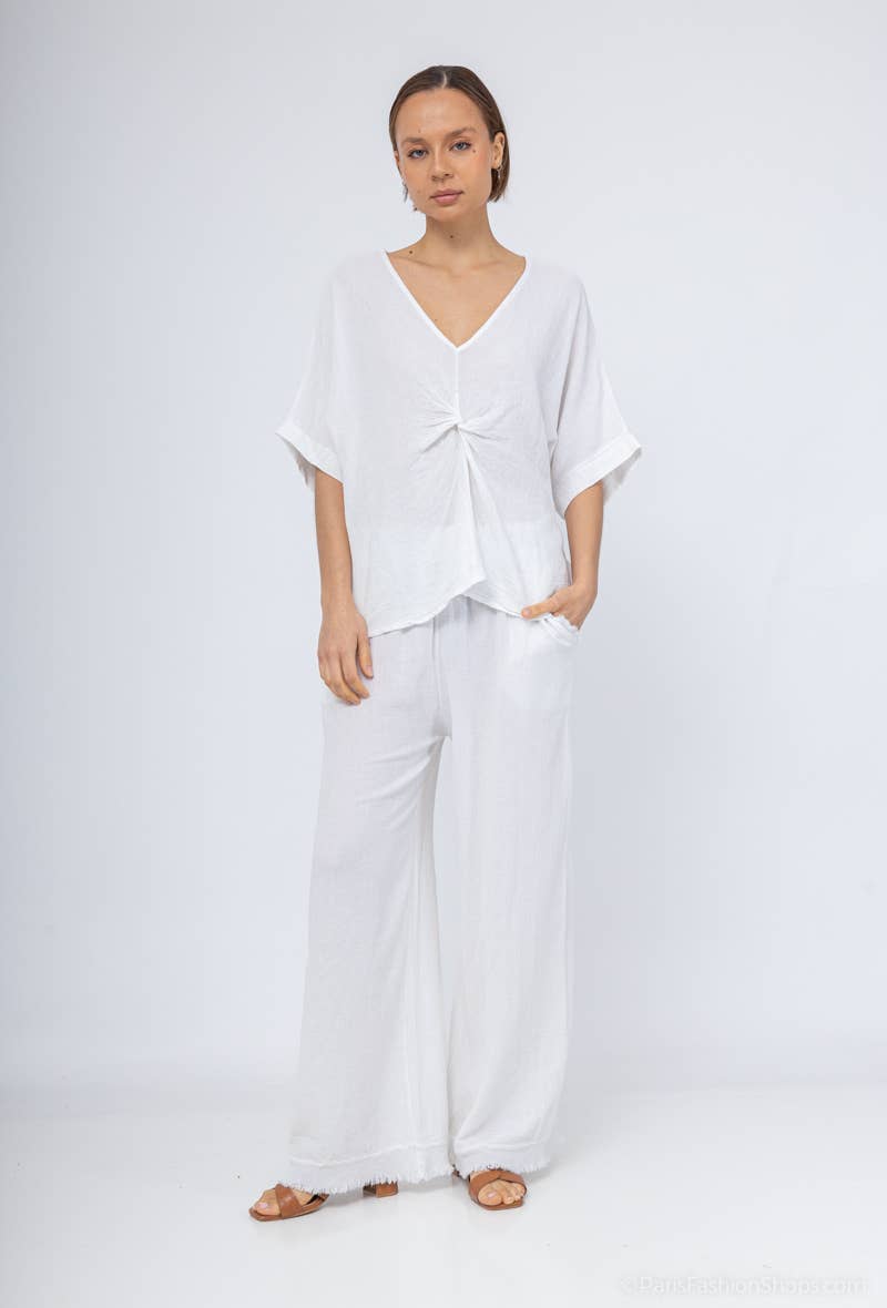 Shyloh – Großhandel Hose – Damen – Leinen-Baumwollhose 2 Taschen 205325