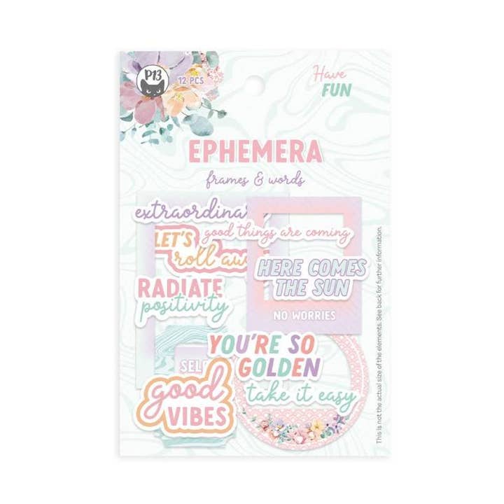 Ephemera Set „Frames And Words Have Fun“, 12-teilig für den Großhandel von P13