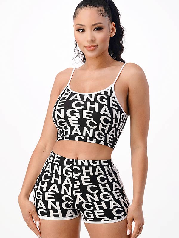 CHANGE Print Tank Top and Elastic Shorts Set for wholesale by Lime All the Time