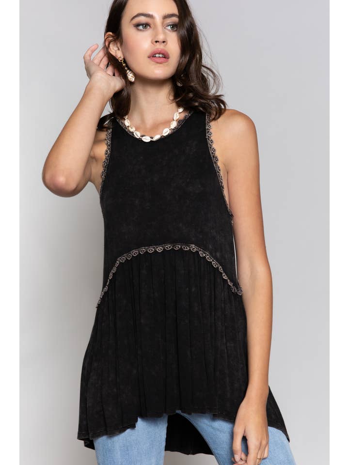 Pol Clothing - Wholesale Tank Top - Women's - Sweet and Simple Babydoll Knit Sleeveless Tank Top SALE