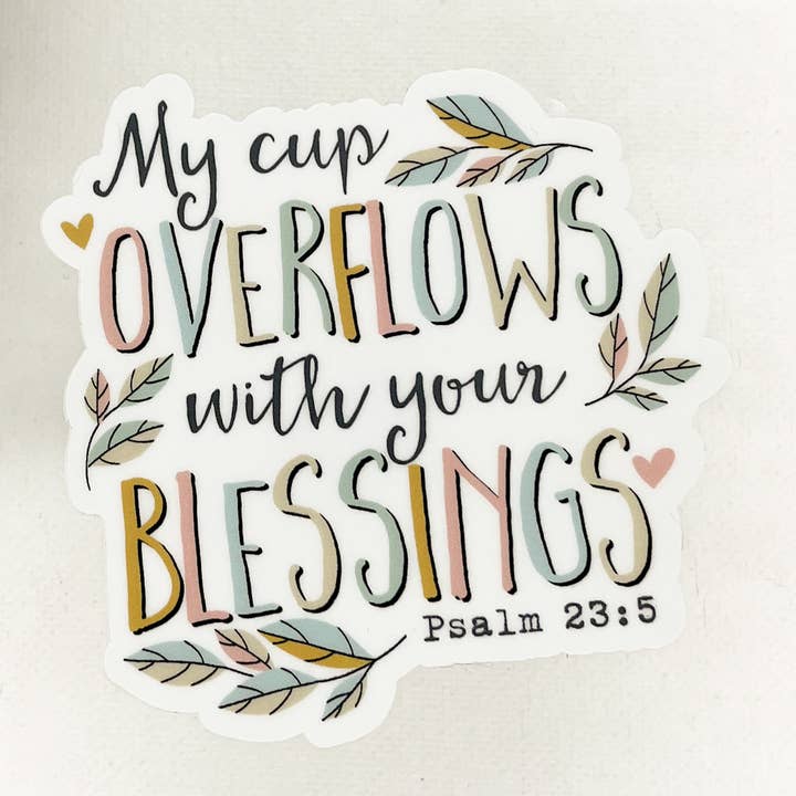 Min kop flyder over, Hvid vinyl, Klistermærke, 3x3 i for engroshandel hos Savannah and James Co