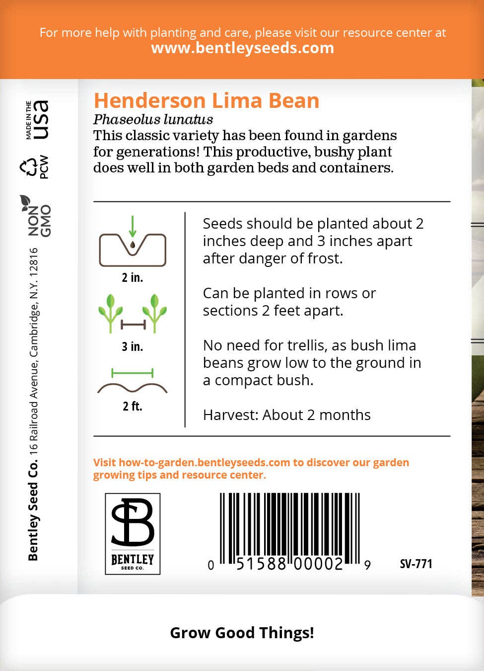 Bentley Seed Co. - Vente Graines de plantes - Haricots, paquets de graines de haricots de Lima de Henderson1