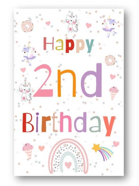 Anden Ave 2. fødselsdag Alder 2 Unicorn Cat Ice Cream Card for engroshandel hos Second Ave Gift Company