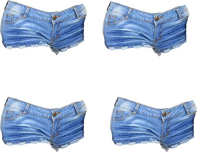 Radyan - Wholesale Shorts - Women's - All Seasons Women's Sexy Low Waist Hem Denim Shorts4