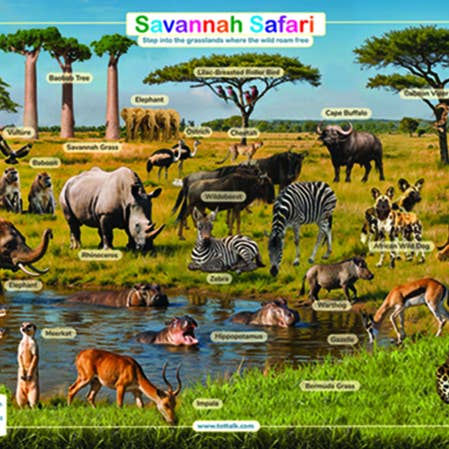 Savanne Safari Placemat voor wholesale door Tot Talk, Inc.