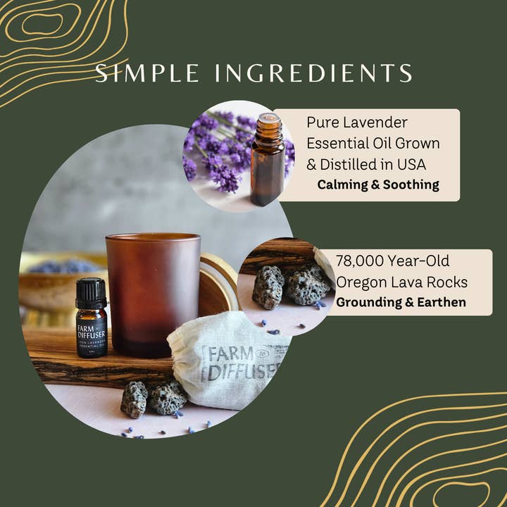 Farm to Diffuser Lava Rock Diffuser Lavender Essential Oil - Wholesale Essential Oil - Volcanic Stone Passive Diffuser with Lavender Essential Oil