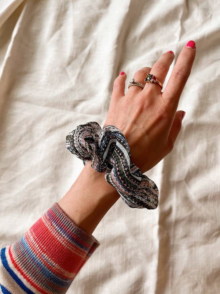 *best of both worlds* vegan silk scrunchie for wholesale by Maddie Vasiliev