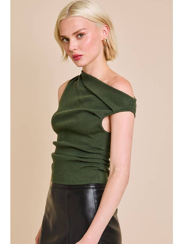 LE LIS - Wholesale Knit Top - Women's - ASYMMETRICAL NECK SWEATER TOP52