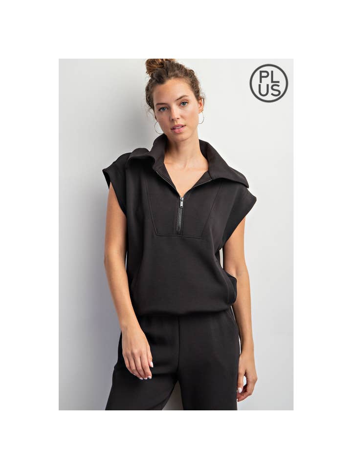 Rae Mode - Wholesale Athletic Top - Women's - PLUS SIZE MODAL SCUBA SHORT SLEEVE QUARTER ZIP TOP29