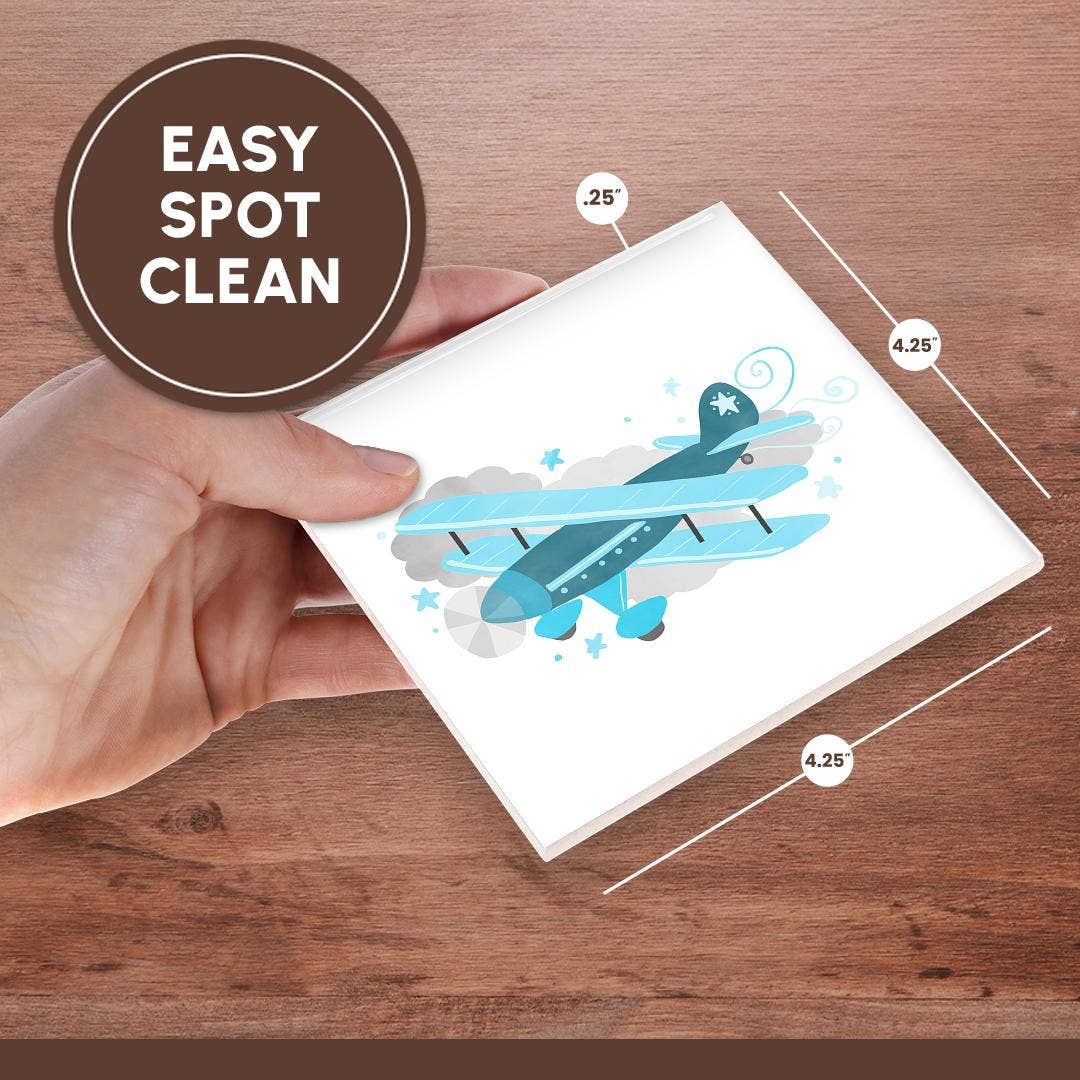 3dRose – Großhandel Untersetzer – 3dRose, Blauer Doppeldecker in den Wolken - Flugzeug, Untersetzer6