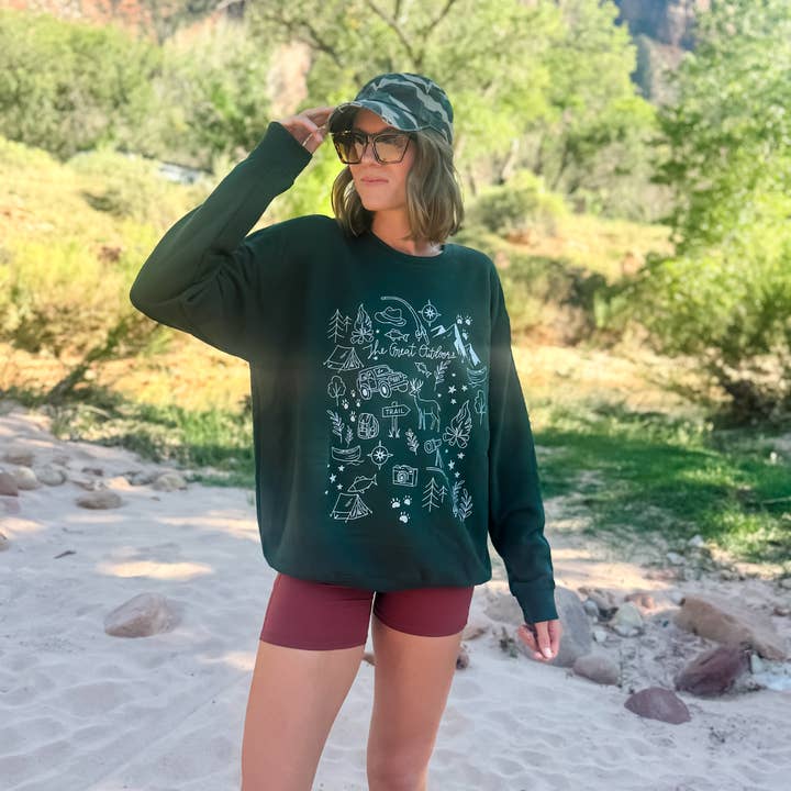 Forest The Great Outdoors Doodle Sweatshirt for wholesale on Faire1