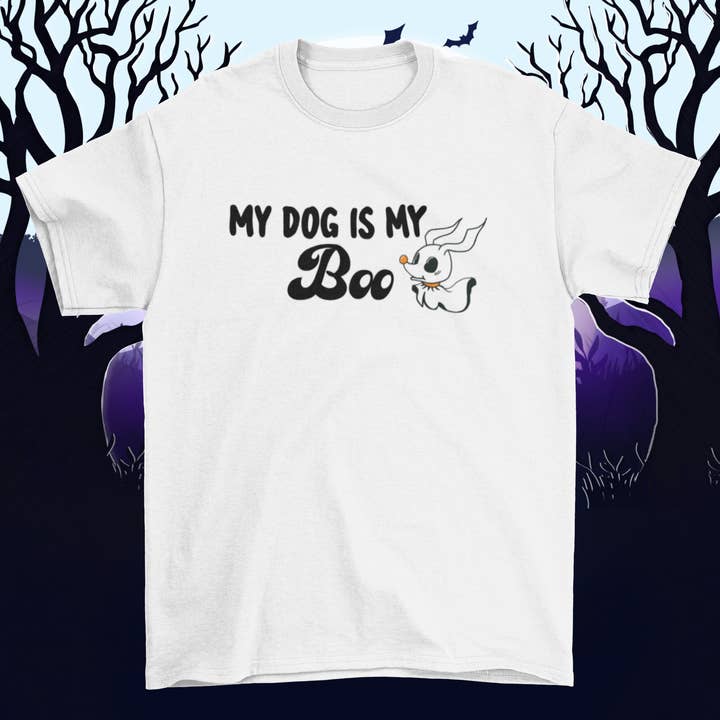 Zero My Dog Is My Boo Halloween Tee Shirt for wholesale by Luna & Lady Design Co.