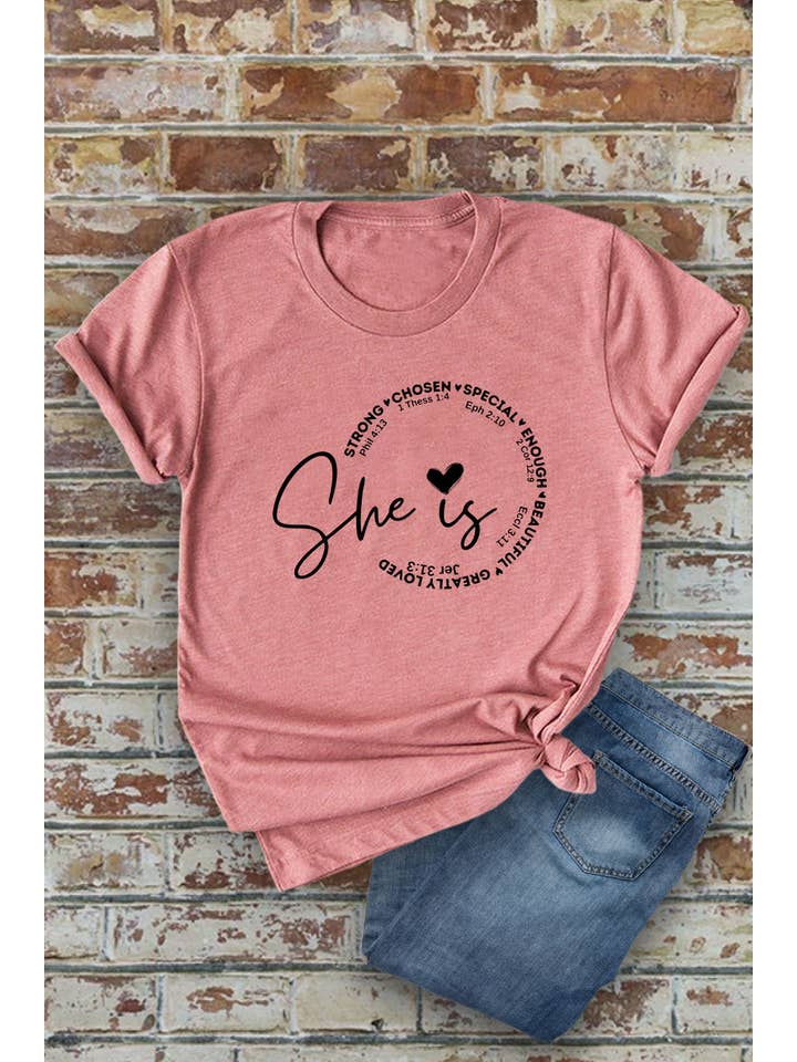 Top Avenue - Wholesale Screen Printed T-Shirt - Women's - She Is Strong Chosen Special, Unisex Round Neck T-Shirt7