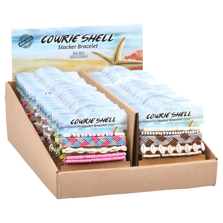 Bamboo Trading Company - Wholesale Jewelry Set - Cowrie Shell Stacker Bracelets