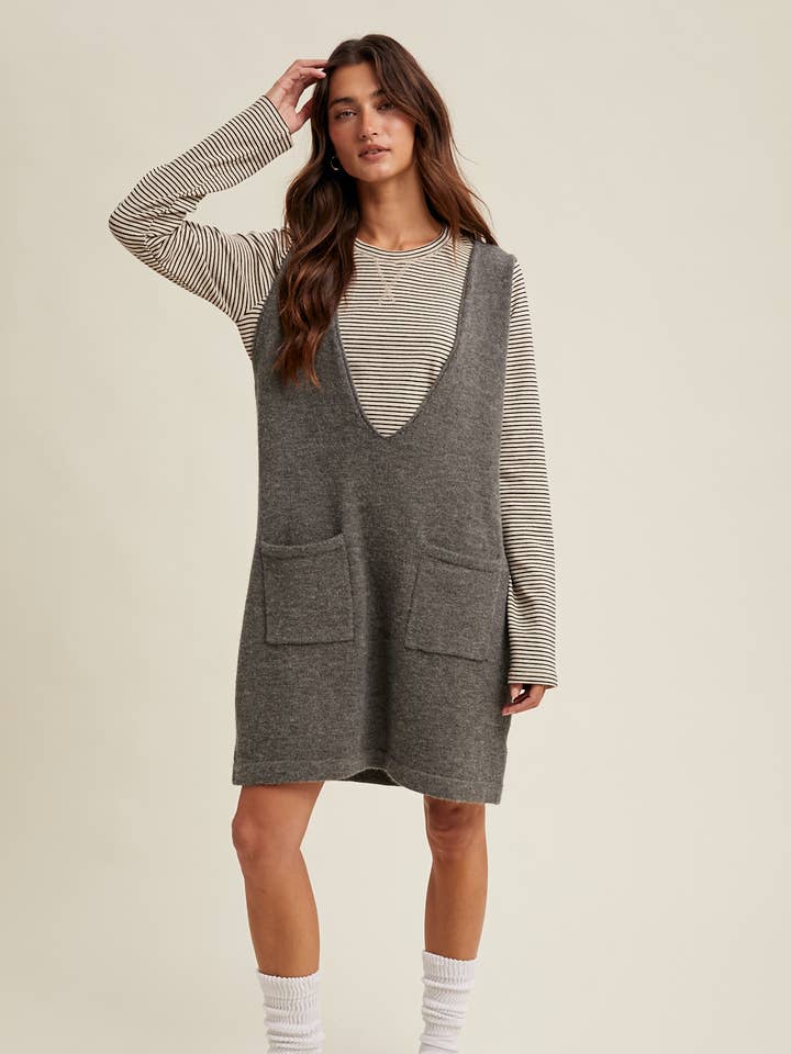 BRUSHED KNIT SWEATER MINI DRESS / WL25-10928 for wholesale by Wishlist Apparel