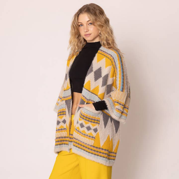 Wona Trading, Inc. - Venta al por mayor Poncho - Mujer - Cárdigan con estampado azteca