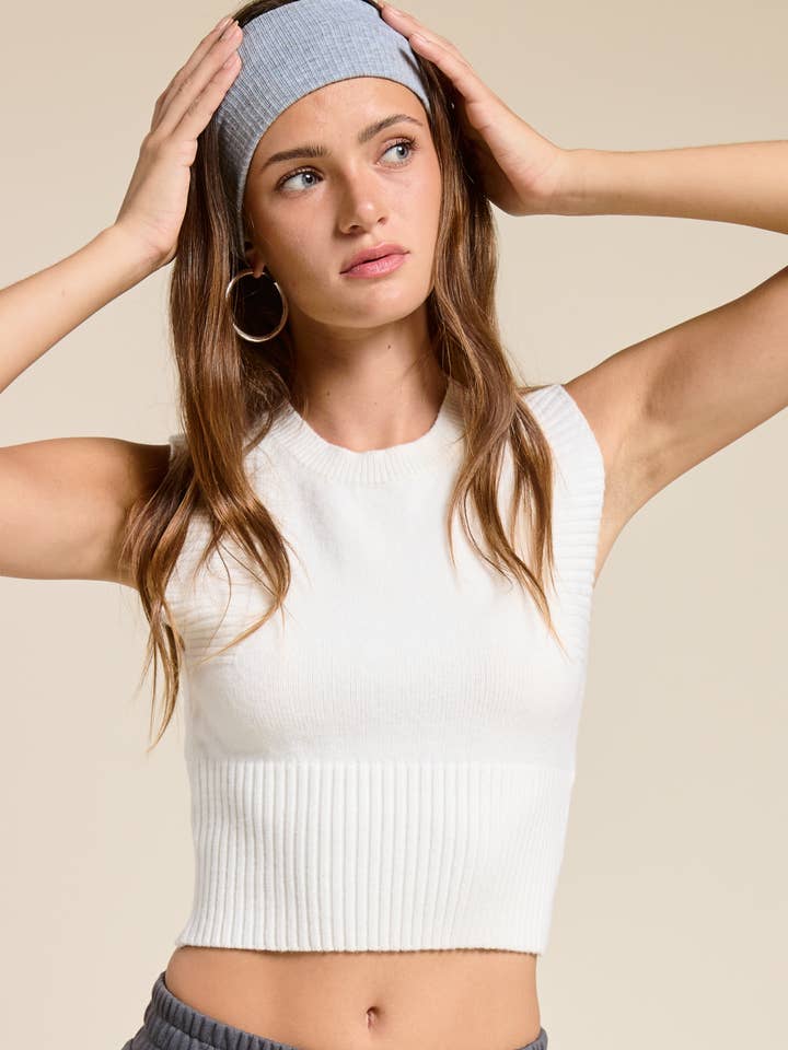 Ribbed Knit Cutout Back Crop Tank Top for wholesale by Mimosa