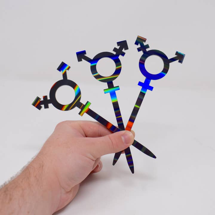 Morganite Press - Wholesale Plant Pot Stand - Transgender Symbol Plant Stake8