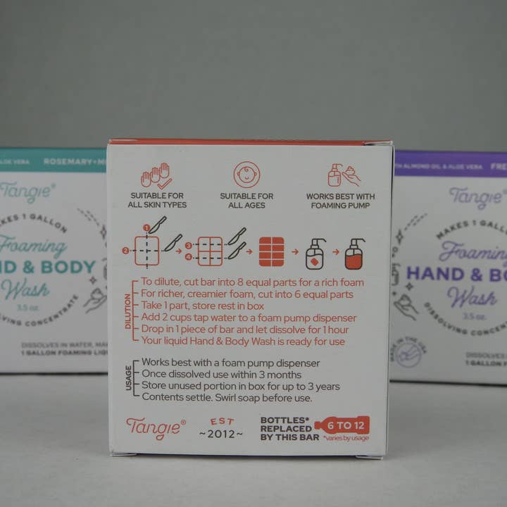 Tangie LLC - Wholesale Hand Soap/Wash - Foaming Hand & Body Soap Bar – 1 Gallon Refill, 4 Scents1