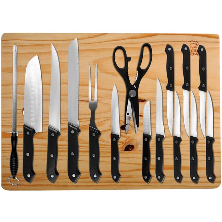 Lexi Home - Wholesale Knife Set - 16-Piece Cutlery and Extra Large Cutting Board Set