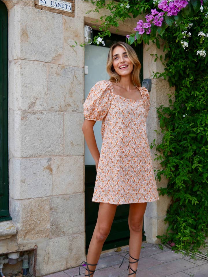 MindTraveler - Wholesale Dress - Women's - Bruna Orange Flowers Dress4