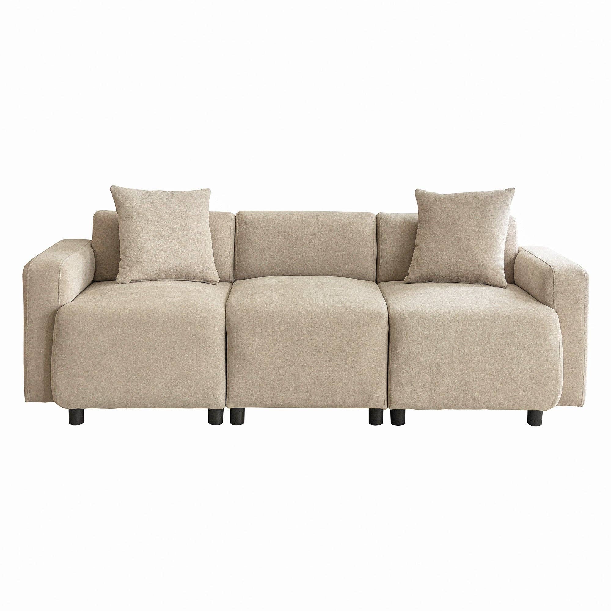 Urban Meuble - Wholesale Sofa - Modern sofa upholstered in beige chenille fabric 3-seater with cushions SHIDADS BEIGE 3 SEATS10