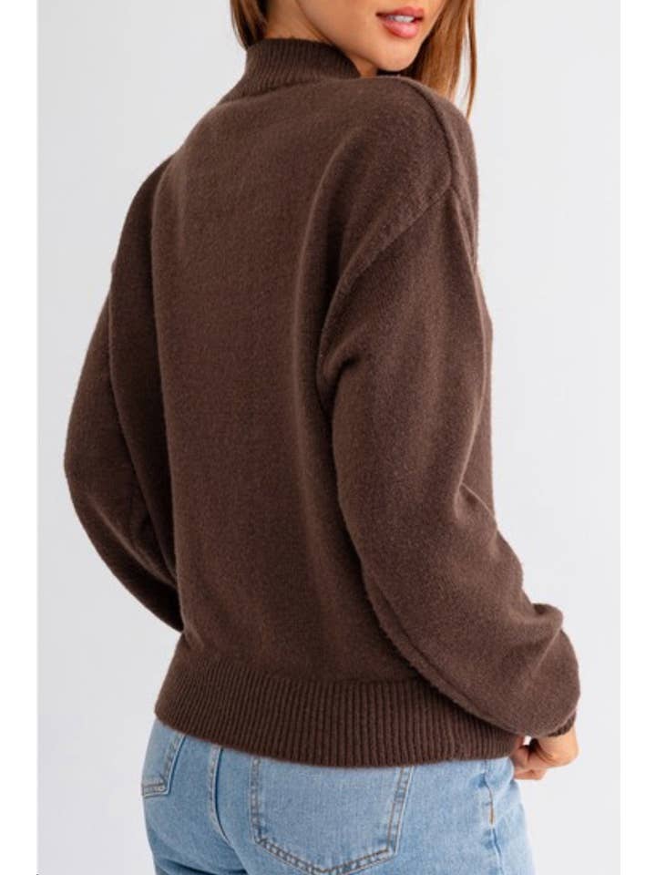 Coffee Howdy Boot Mock Neck Sweater for wholesale on Faire