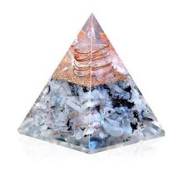 Moonstone Orgonite Crystal Pyramid (80 Mm) for wholesale by Designs by Deekay Inc.