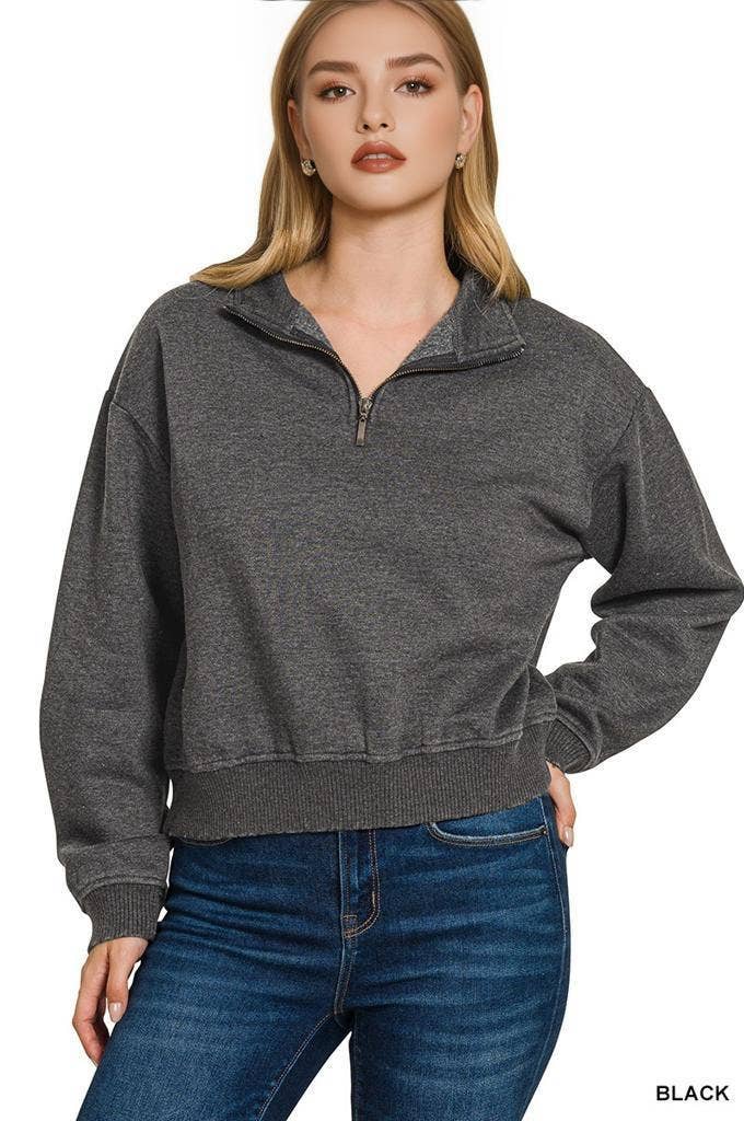 42POPS - Wholesale Sweatshirt - Women's - `.0806 Washed Fleece Half Zip Pullover SI-2493014