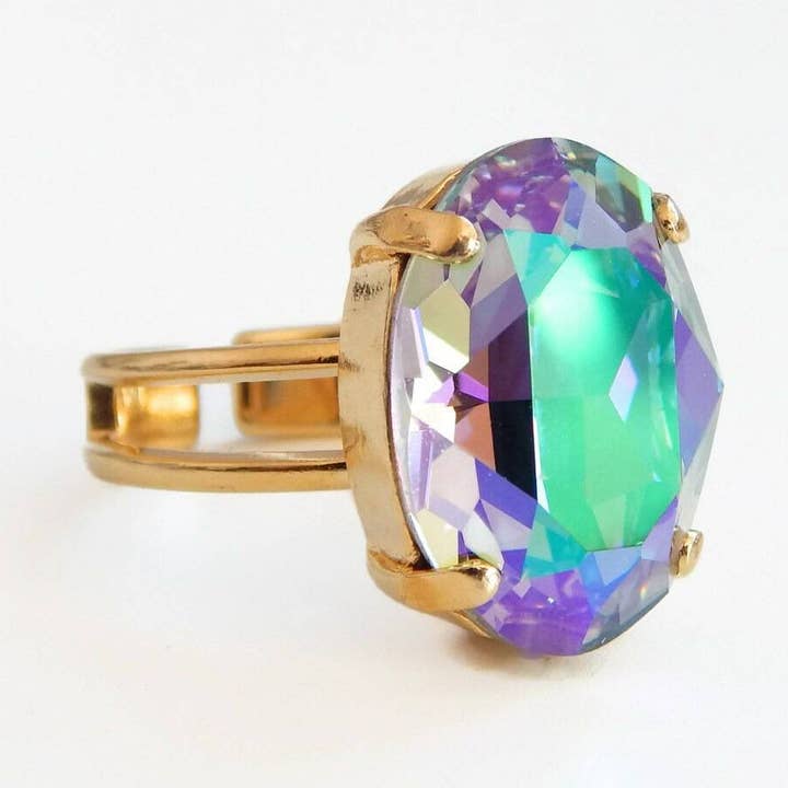 Purple Crystal Oval Ring for wholesale by Love Your BlingĀ®