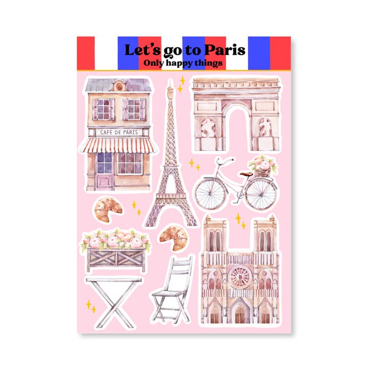 Stickervel Let's go to Paris A6 for wholesale by Only Happy Things Stationery