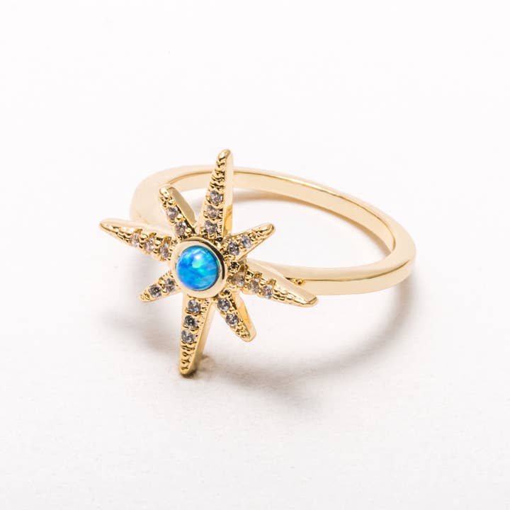 Anello Stella con Opale Blu Scuro per la vendita all'ingrosso da parte di Heilo Jewelry