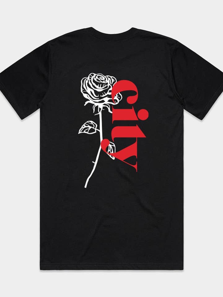 Soft-Blend Rose City "P" Tee - Black for wholesale by Portland Gear