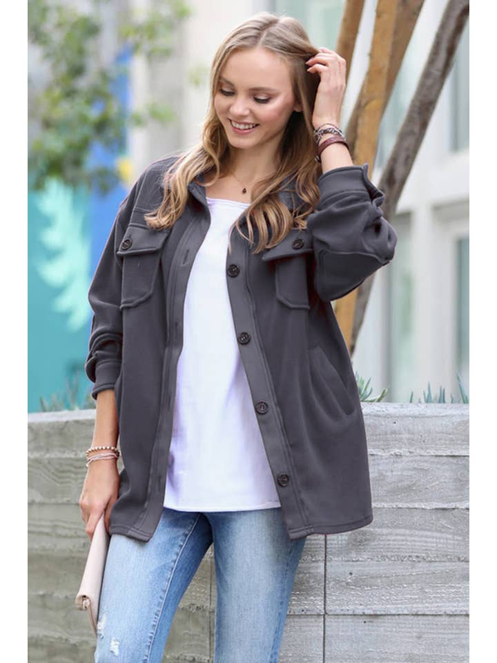 42POPS - Vente Veste-chemise – femme - "..Surchemise en polaire basique avec patchs aux coudes
