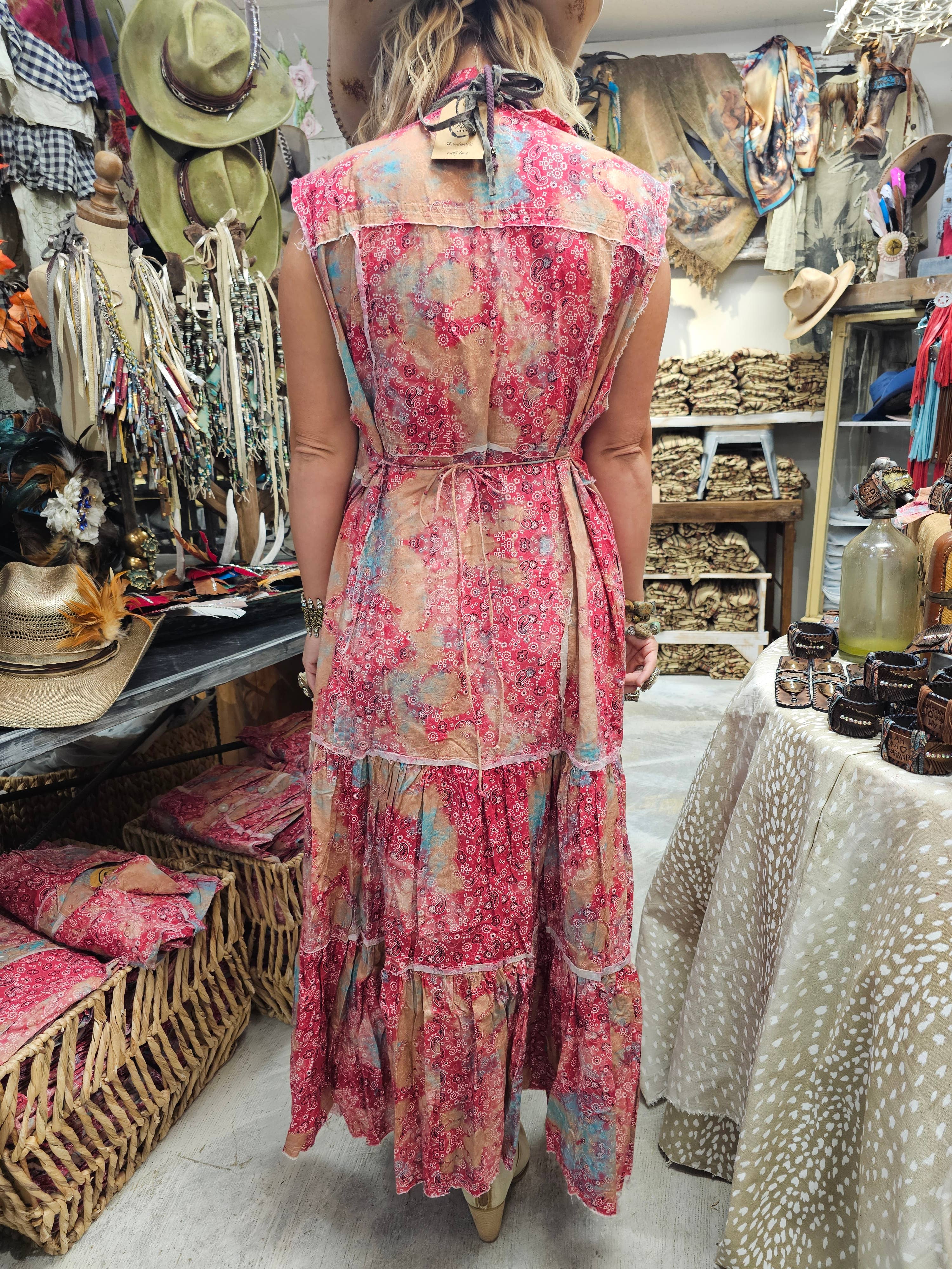 A Rare Bird Shop - Vente Robe – femme - Robe/Manteau Bandana Vintage Délavé3