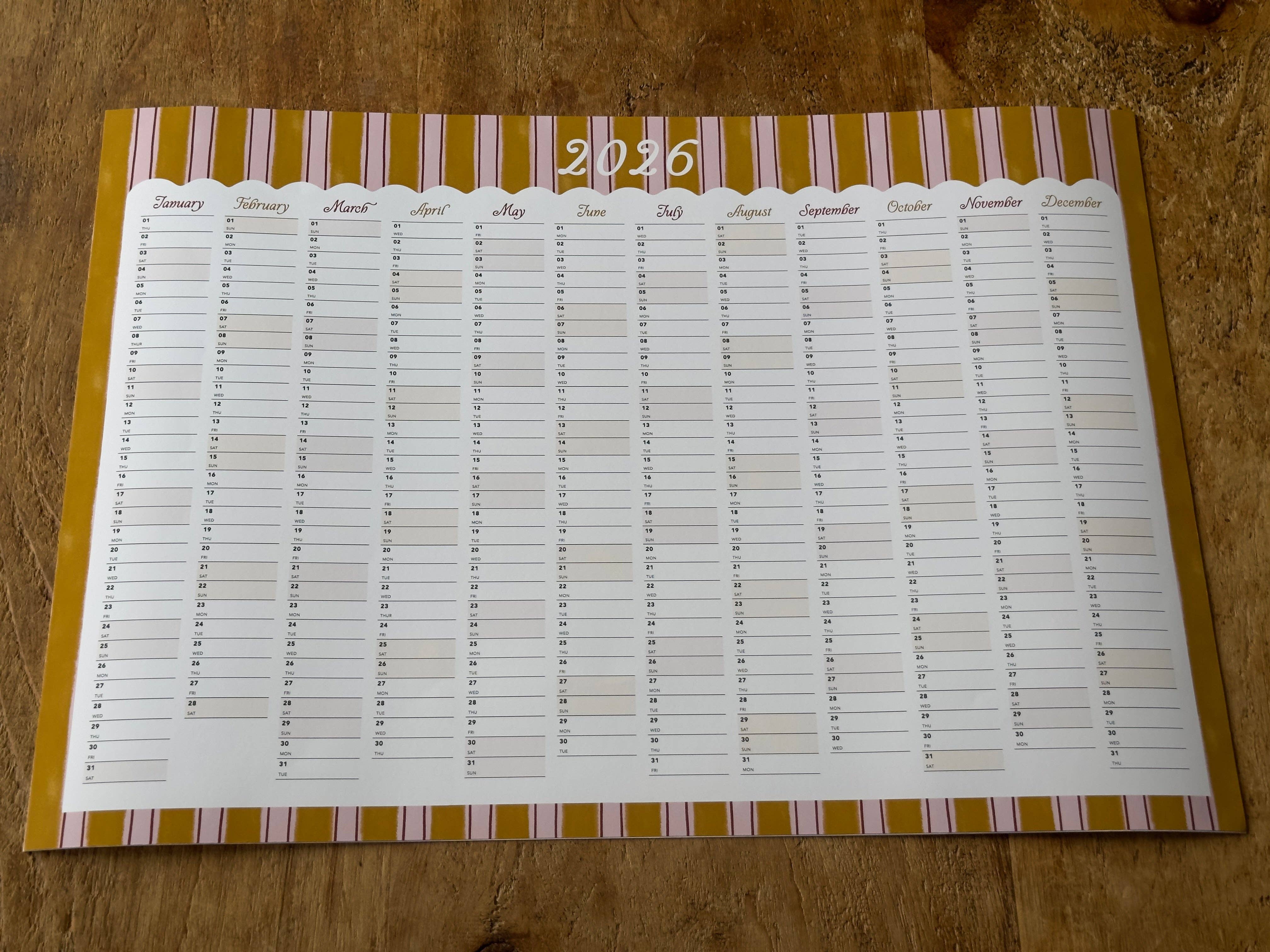 Daymaker Stationery - Wholesale Planner - 2026 Year Planner 'Golden Stripe'3