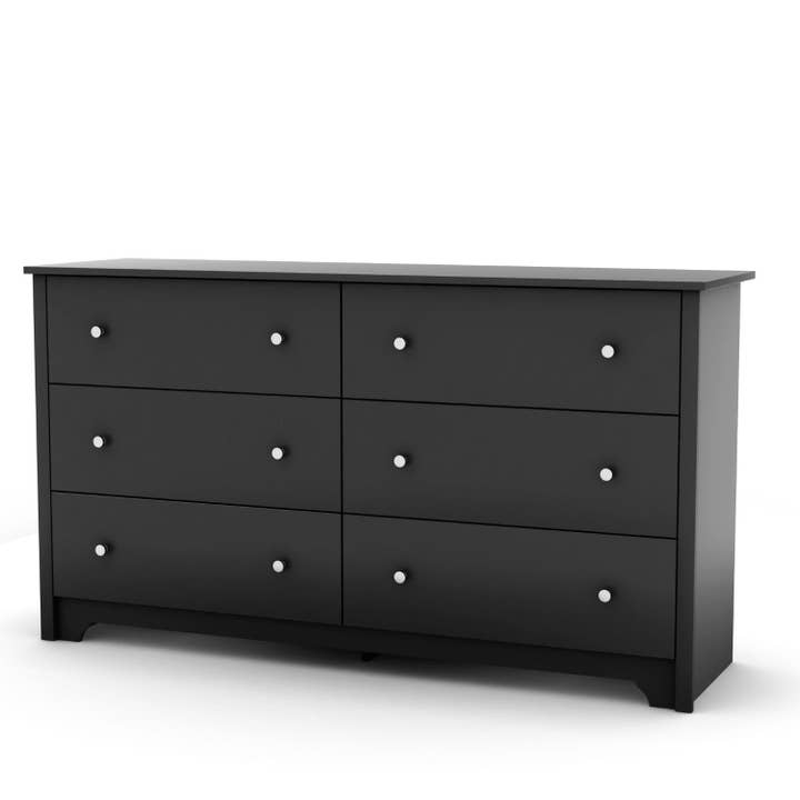 Black 6 Drawer Bedroom Dresser with Nickle Metal Knobs Handles for wholesale by American Smart