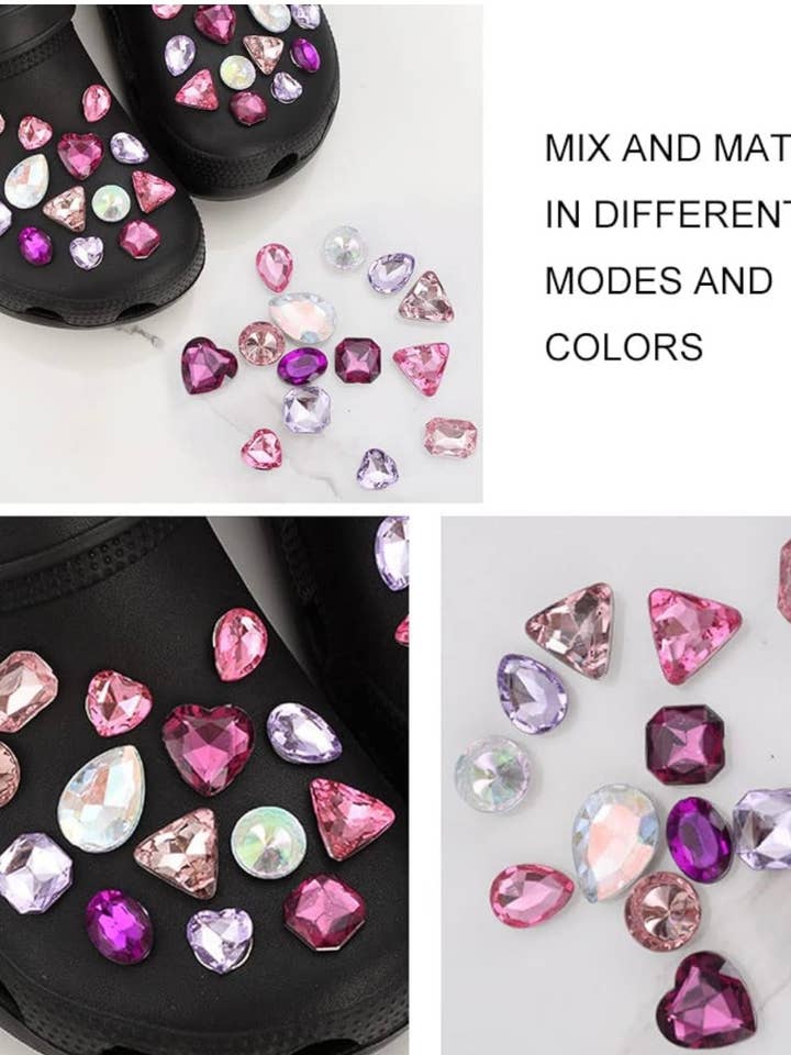 SugarQuoteMeNot LLC - Vente Accessoire pour chaussures - Breloques en forme de chaussures avec 4 pierres précieuses4