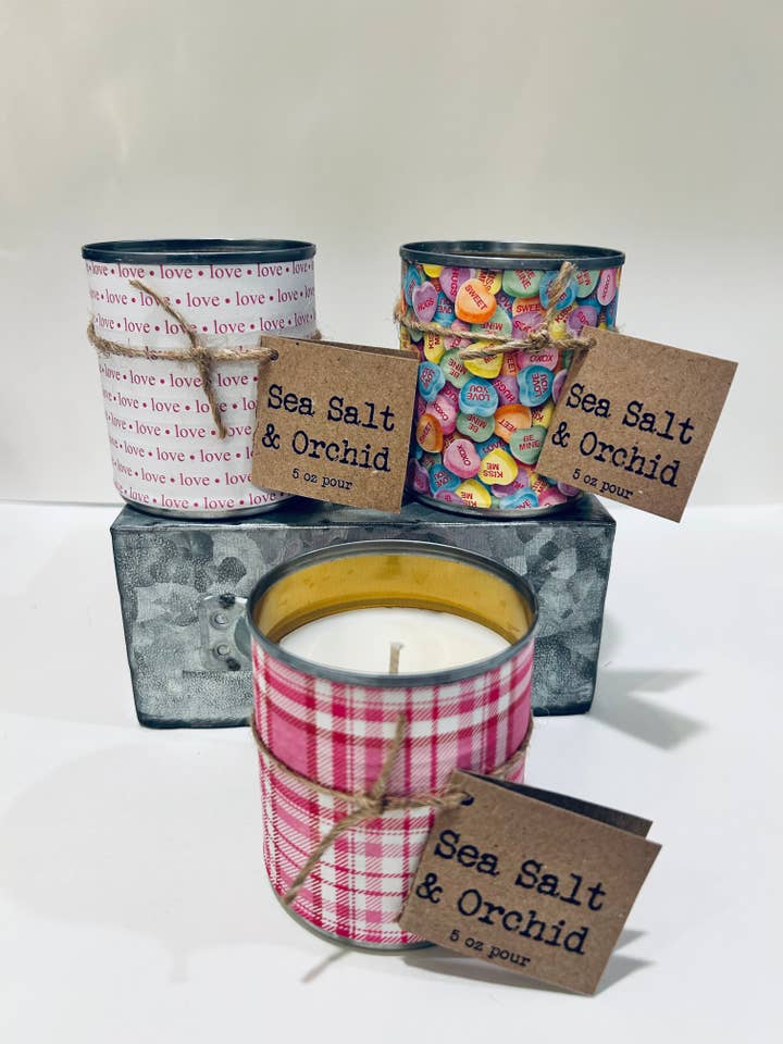 Bougie "Can"dle de la Saint-Valentin, coulée à la main, 6 oz. pour la vente par Red Rooster Soaps