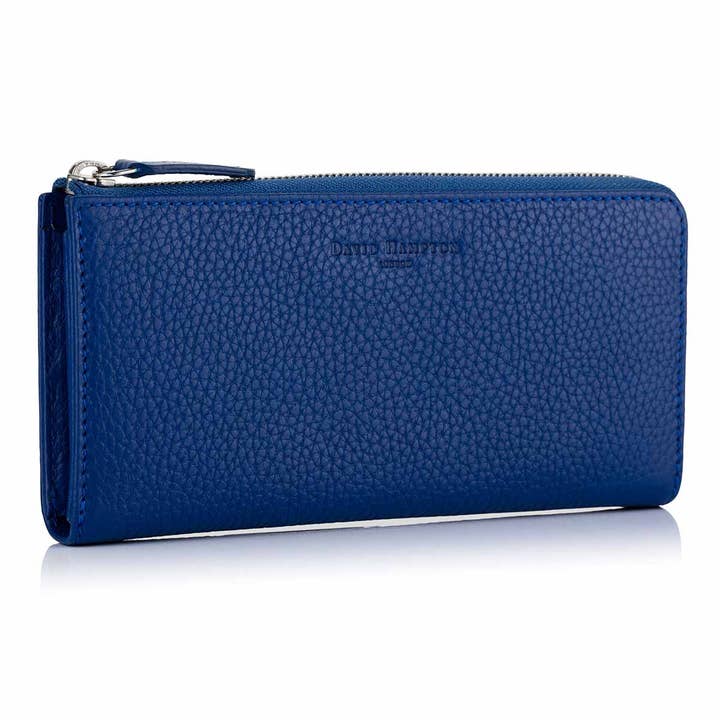 Sapphire Blue Richmond Leather Compagnon Zip Wallet for wholesale by David Hampton
