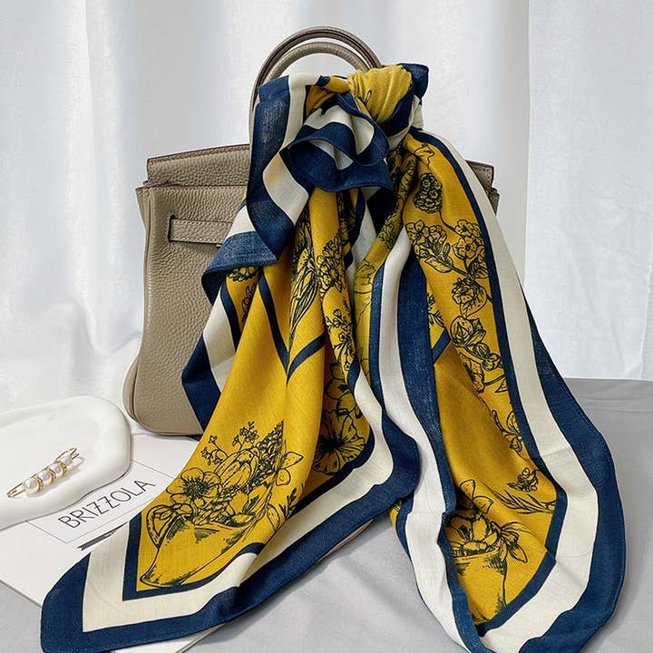 ACCITY - Wholesale Scarf - Women's - Floral Square Scarf – Elegant Wrap_CWASC0901