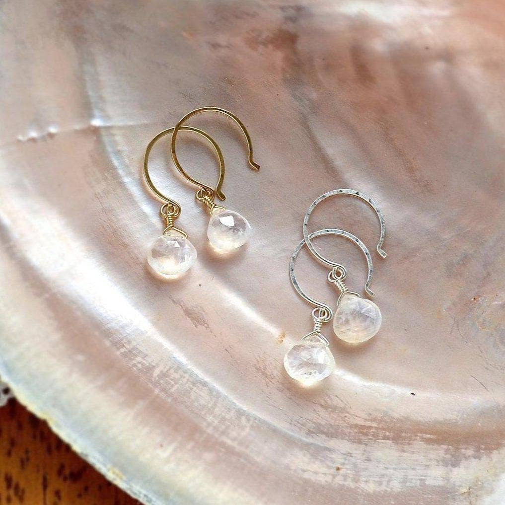 Foamy Wader - Wholesale Dangle Earrings - Moon Shadow Earrings - white rainbow moonstone gem drop earrings7