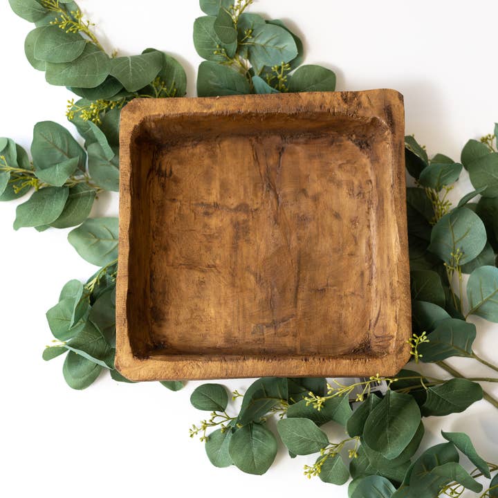 Forever Green Art - Wholesale Decorative Plate/Dish/Bowl - Square Wooden Bowl