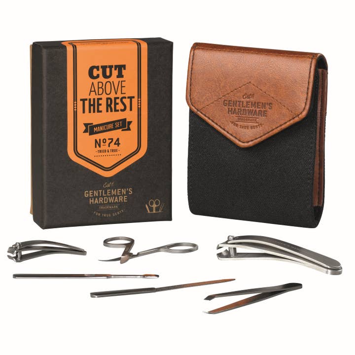 Gentlemen's Hardware Charcoal Canvas Manicure Set for wholesale by Designworks Collective