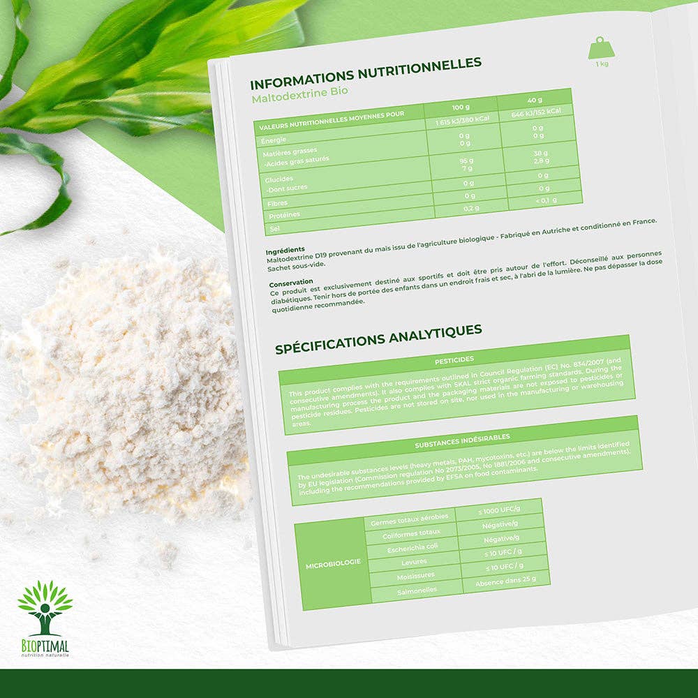 Bioptimal – Großhandel Protein-/Superfood-Pulver – Bio-Maltodextrin Veganes Pulver, verpackt in Frankreich5