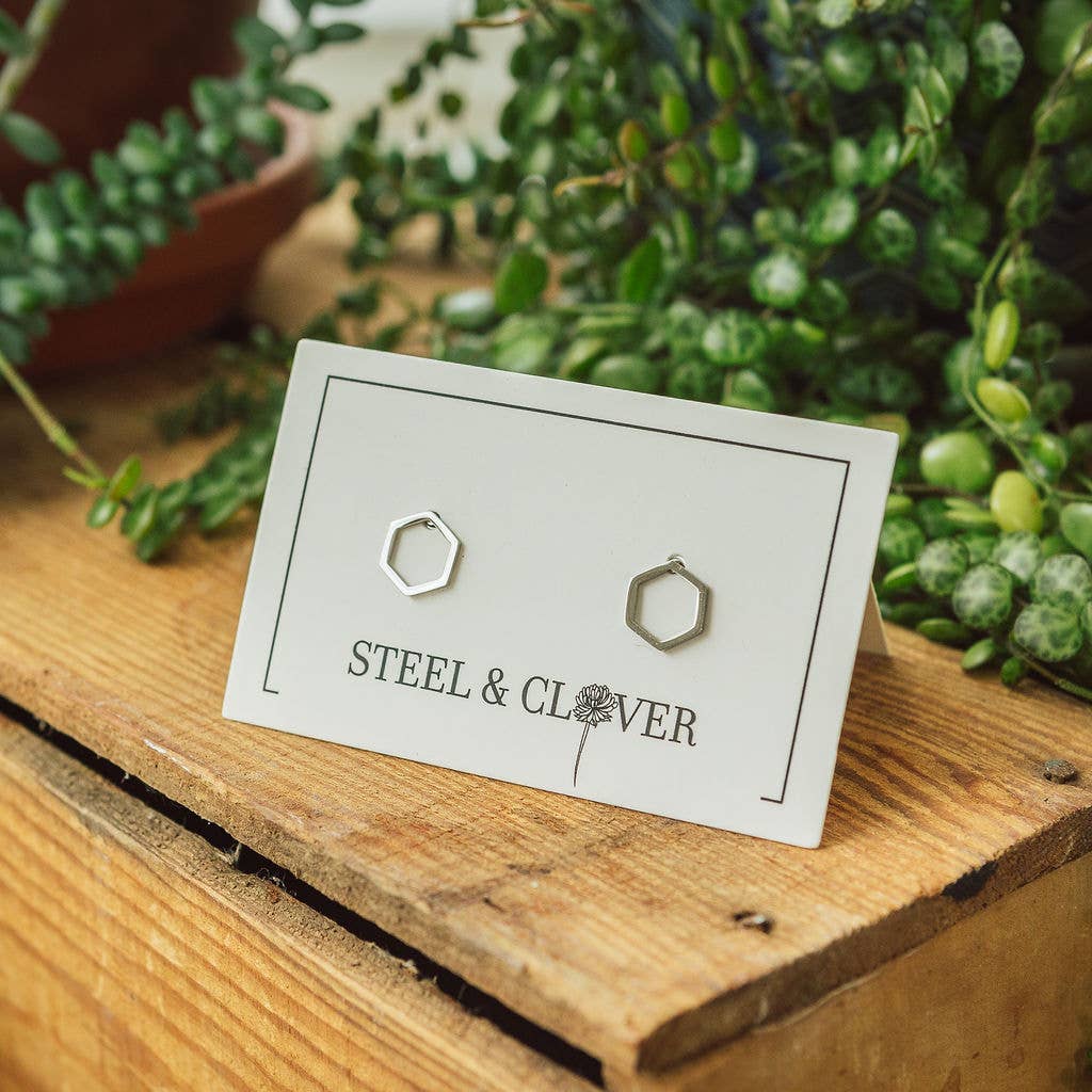 Steel & Clover – wholesale Stud/post earrings – Hexagon Stud Earrings2