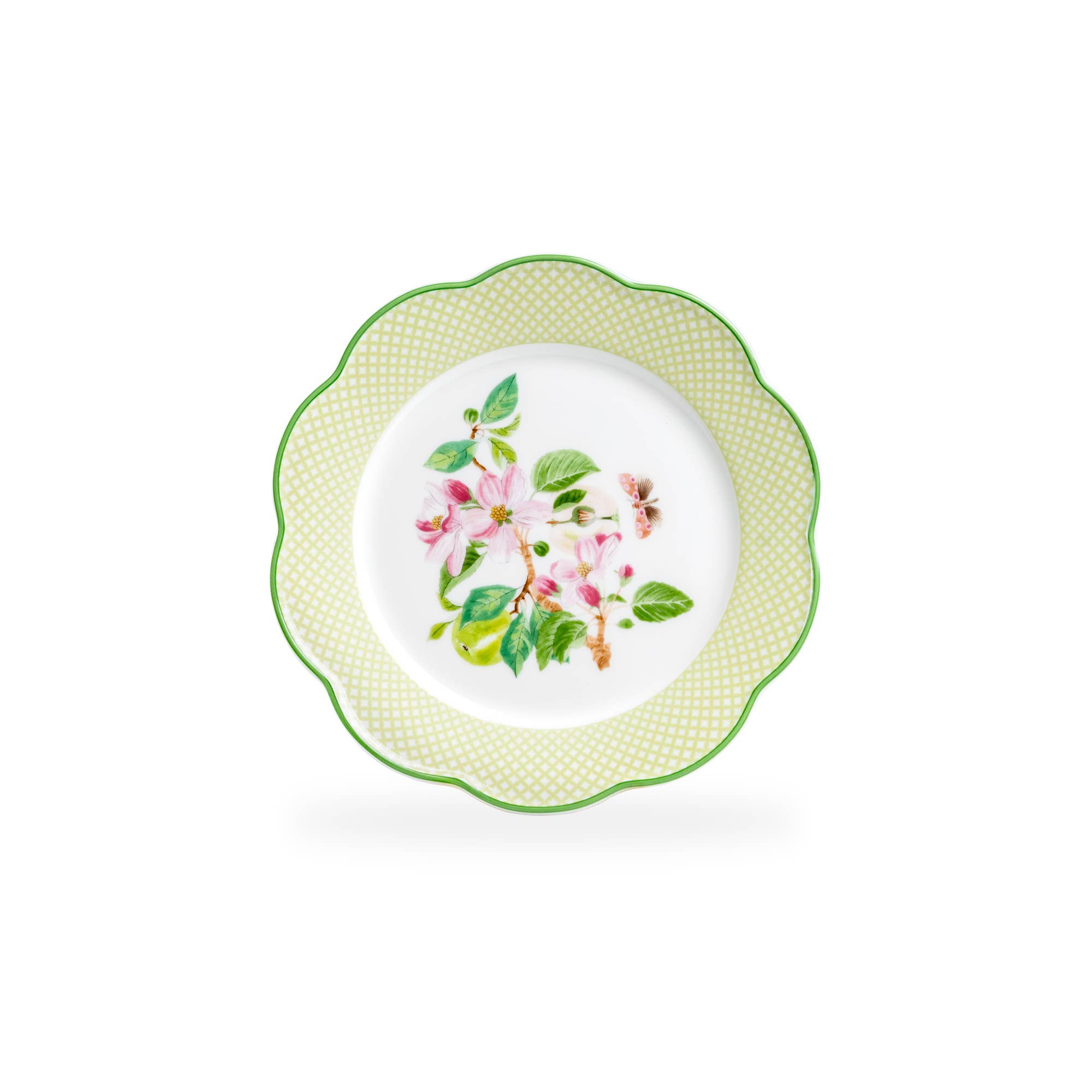 Grace Teaware - Wholesale Salad Plate - Apple Blossom Green Lattice Bone China 6.5" Appetizer Plate7