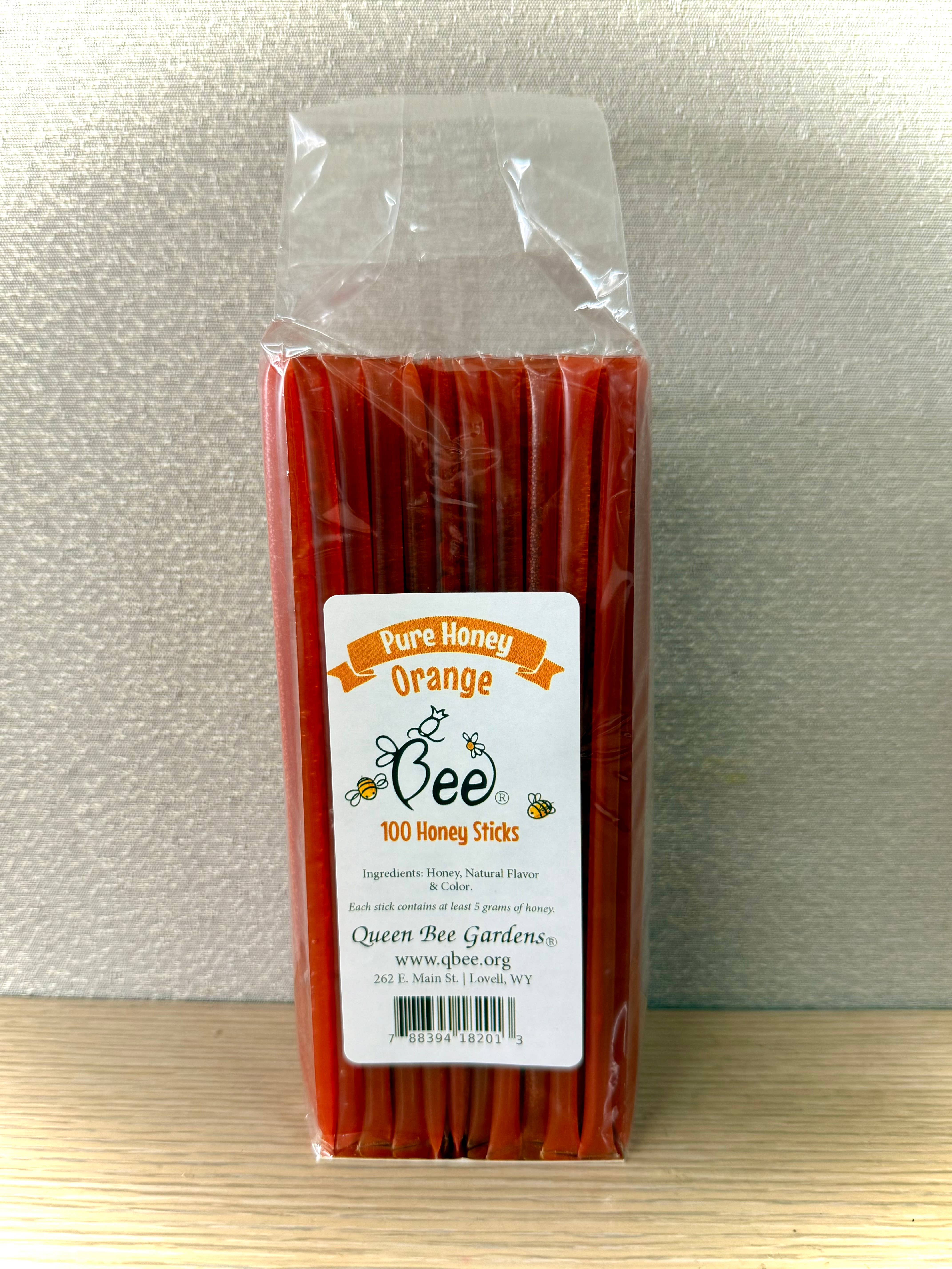 Queen Bee Gardens - Wholesale Honey - Orange Honey Sticks - 100 ct
